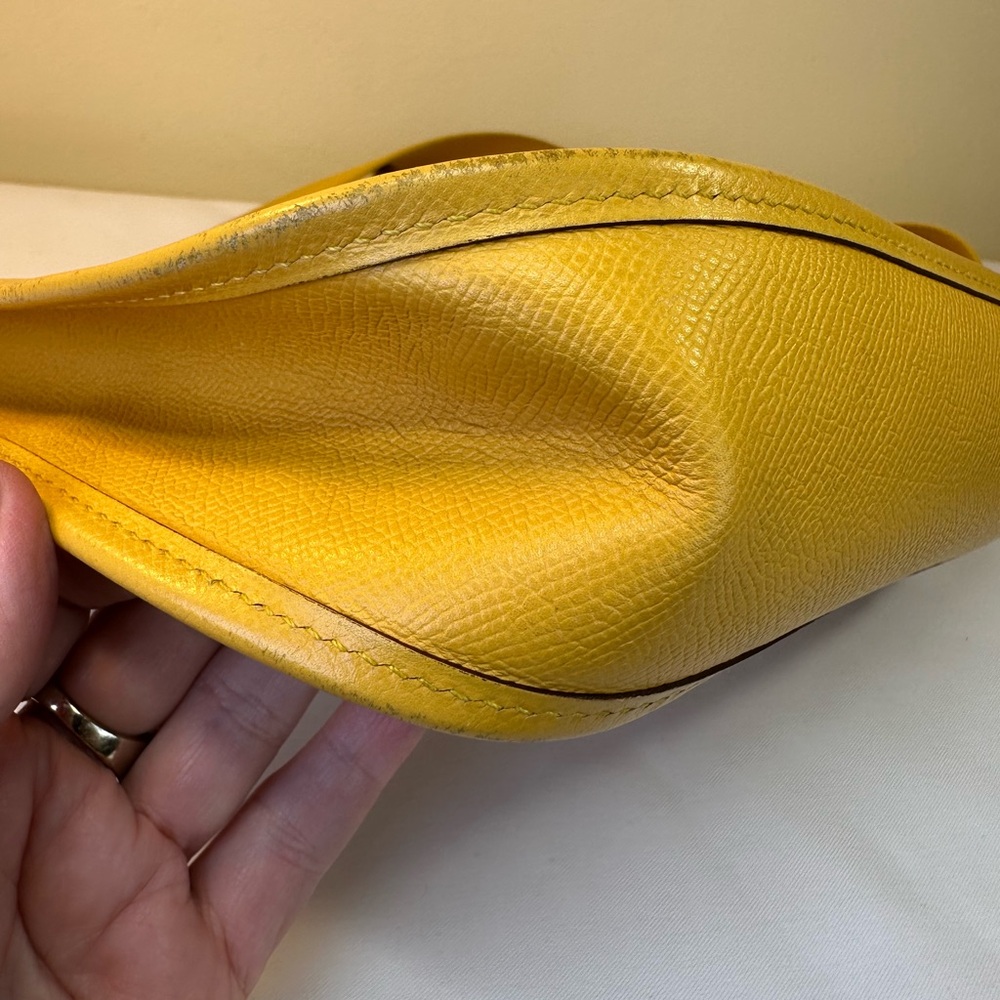Hermes Evelyne PM Petit Modele Mustard Yellow Palladium HDW Square M 2009 COA - Picture 11 of 17